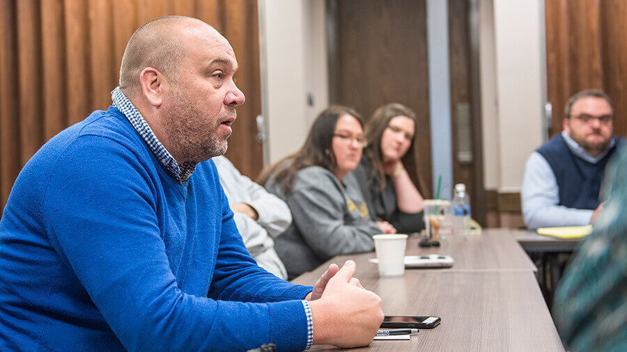 Todd Raines from IT Services talking at a discussion panel