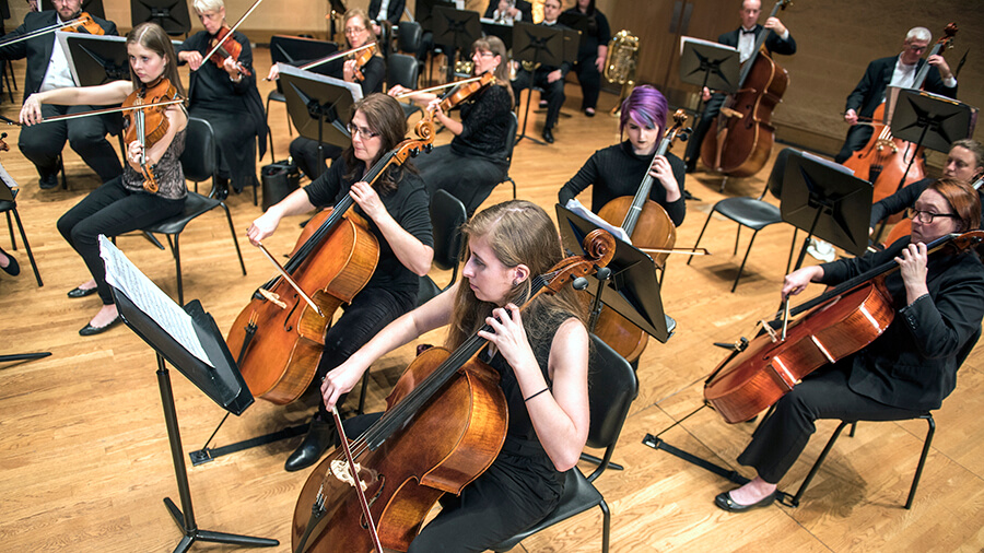 An orchestra playing