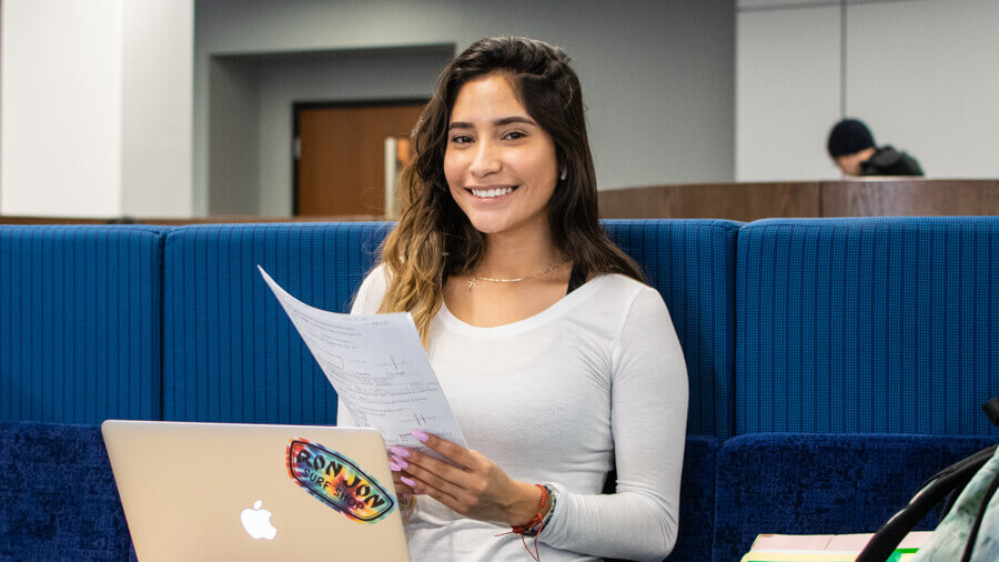 Student Studying on Campus