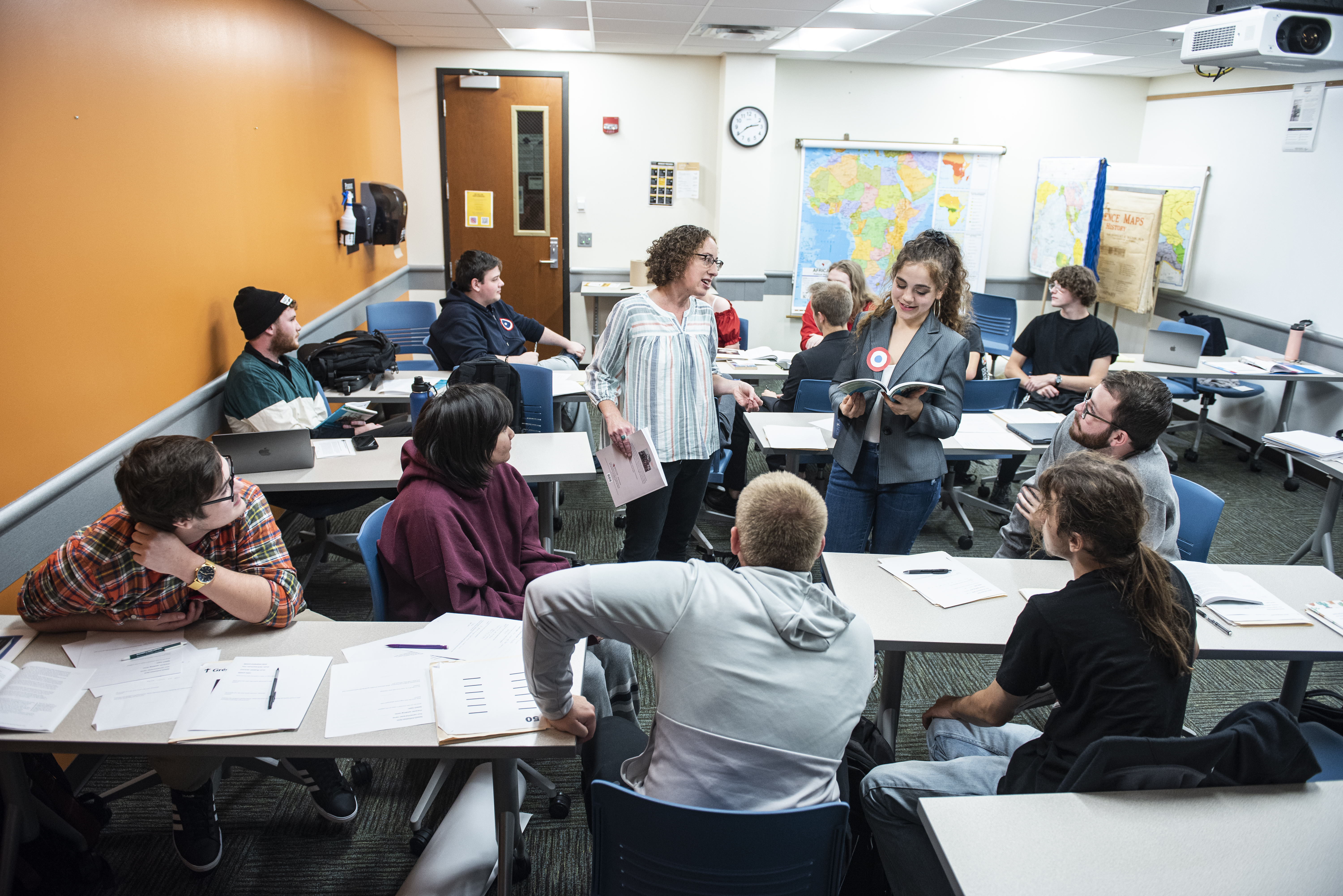 A professor teaches a history class.