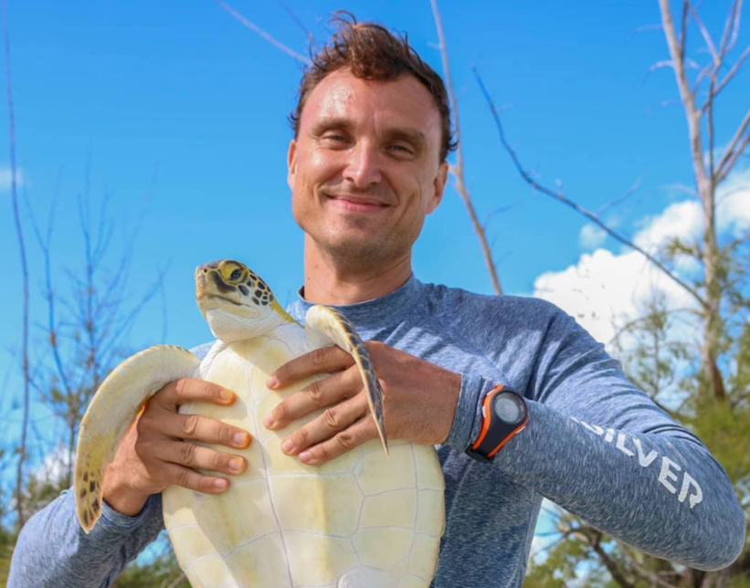 Nathan with turtle