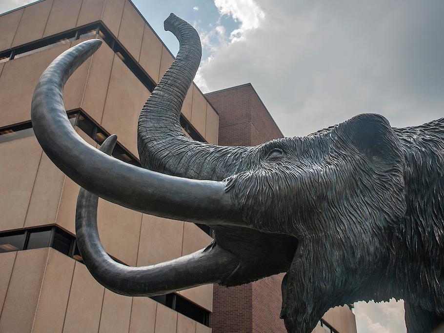 Mastodon statue with clouds I 