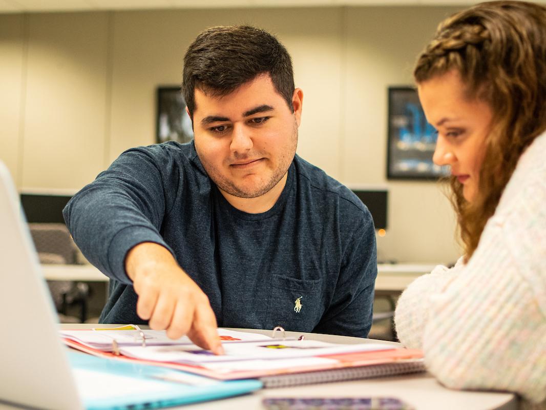 Two students tutoring