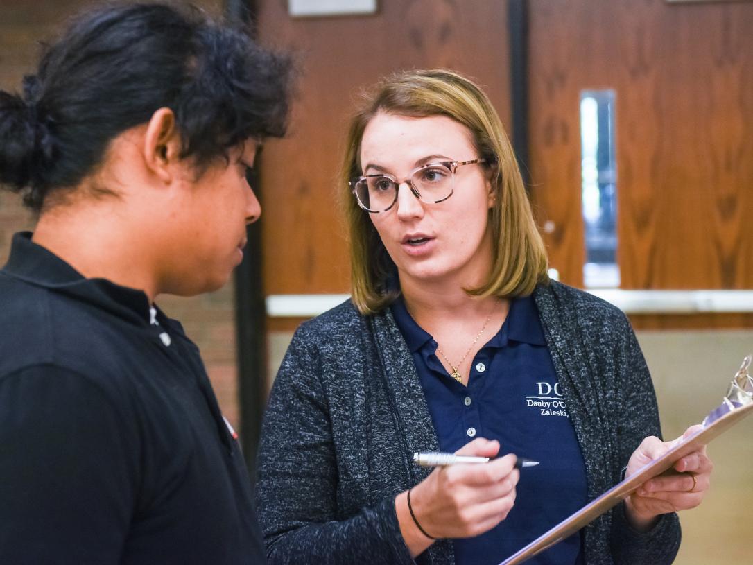 An interaction at an accounting job fair