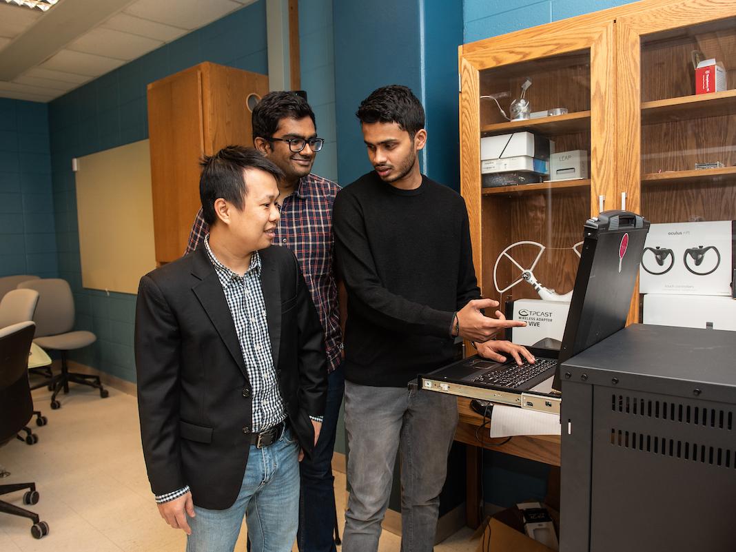 Students with computer