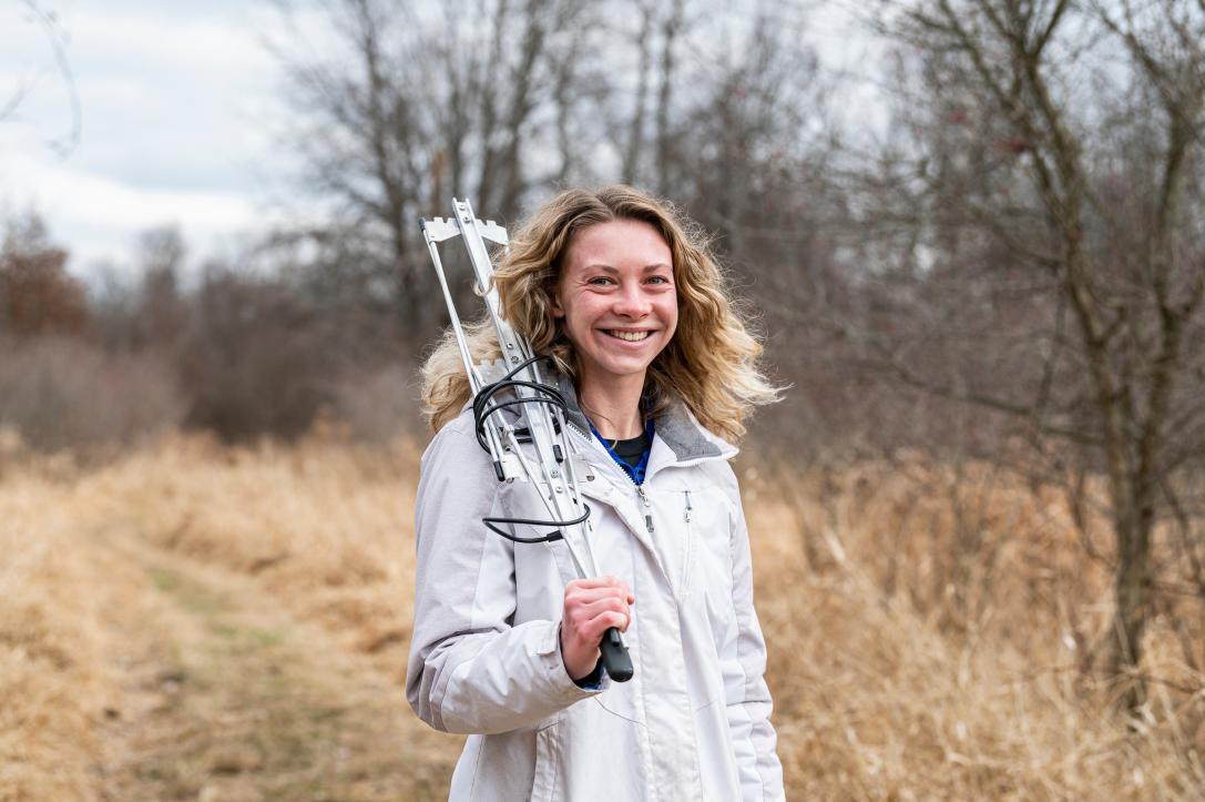 A biology student in the field.