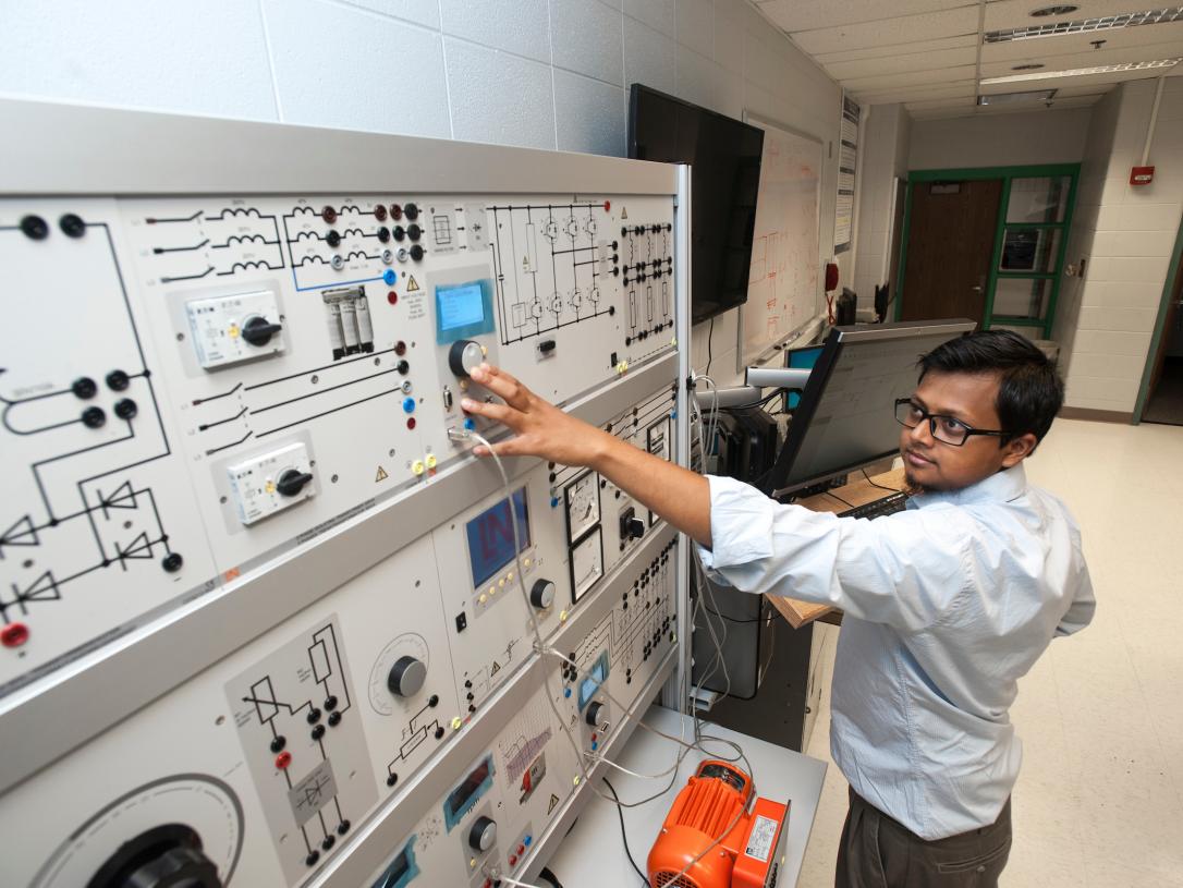 Student with power equipment