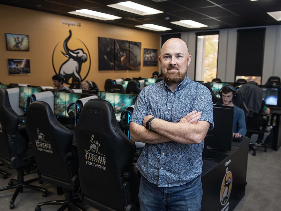 Brian Spaulding is in the Esports Lab at Purdue Fort Wayne