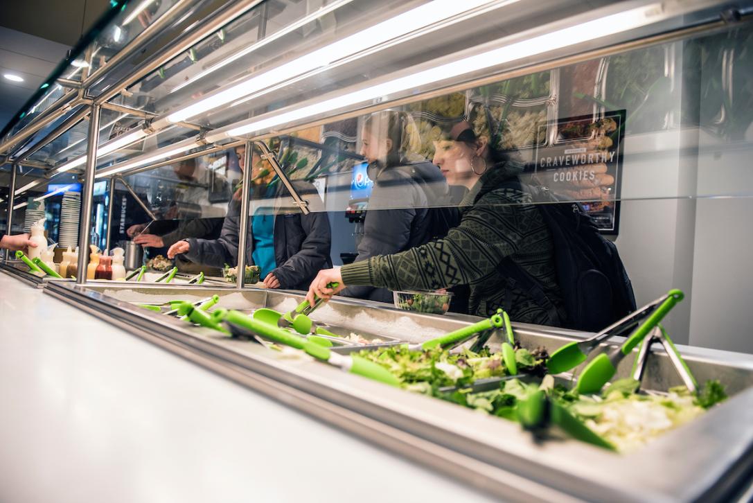 Students at the salad bar.