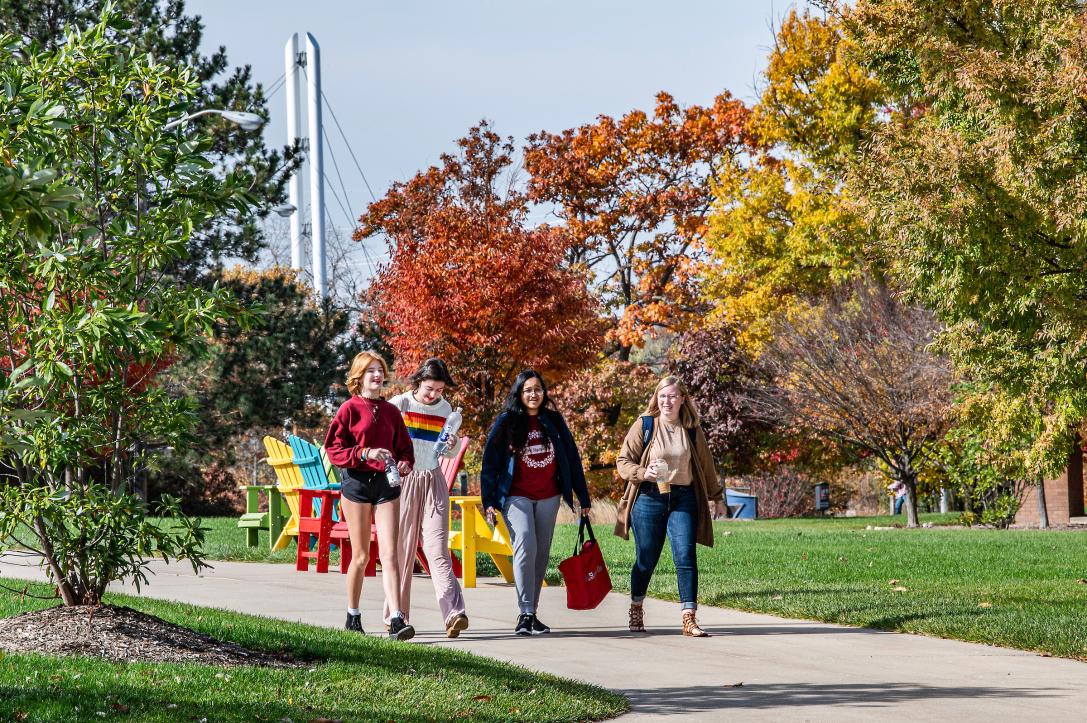 Students walking outside.