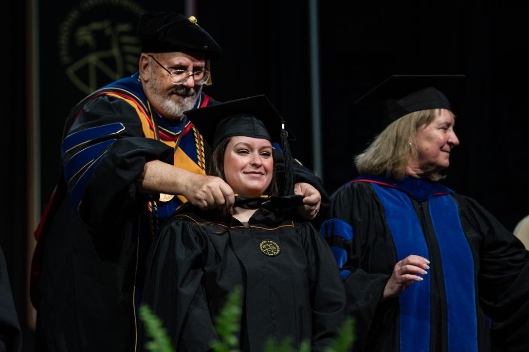 Graduate student receiving hood.