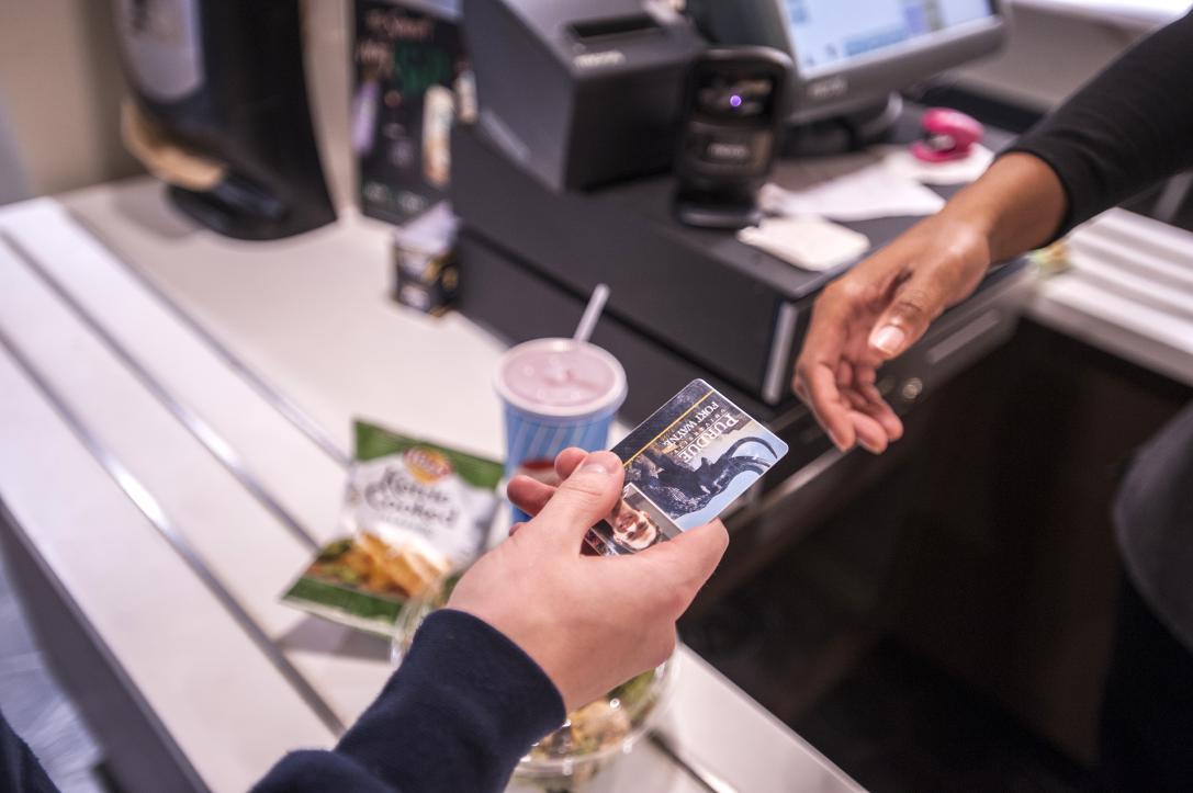 Student buys lunch with their Mastodon Card.