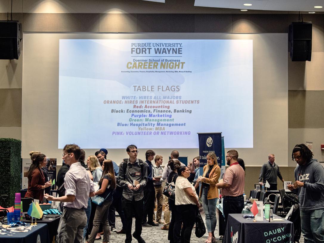 Students at Doermer Career Night in the International Ballroom.