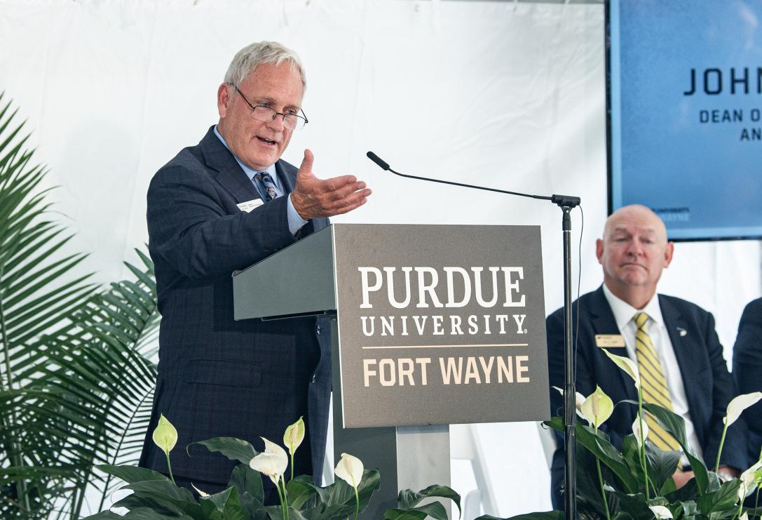 Dean O‘Connell speaks at the Surack-Sweetwater Music Industry Building groundbreaking ceremony