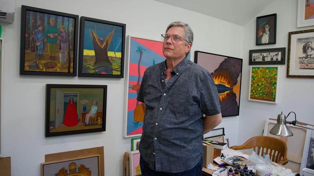 John Hrehov in his home art studio