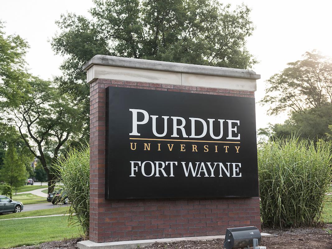 PFW sign campus entry