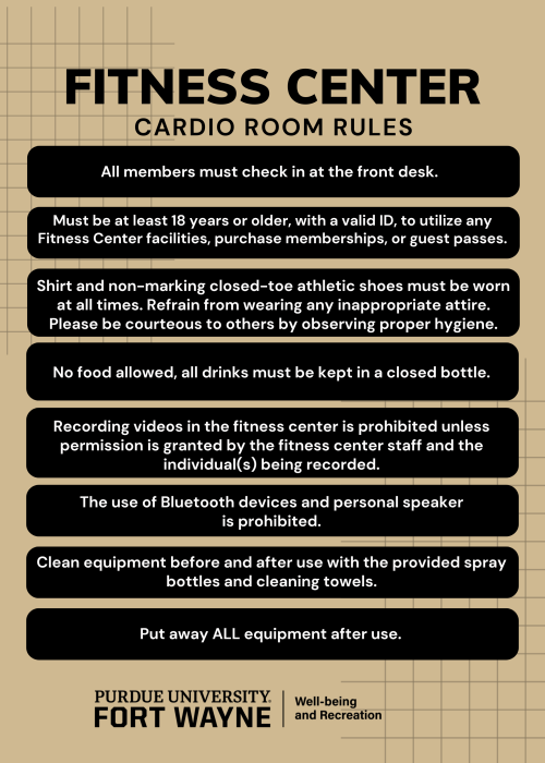 Cardio Room Rules