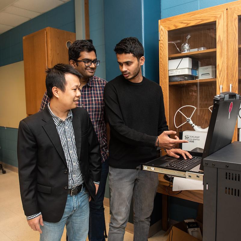 Students with computer