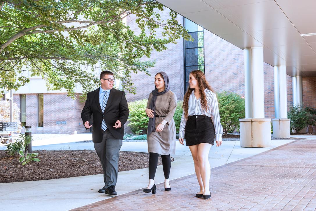 Students walking on campus