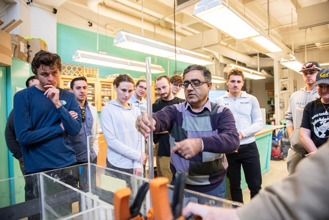 Students in a civil engineering lab.