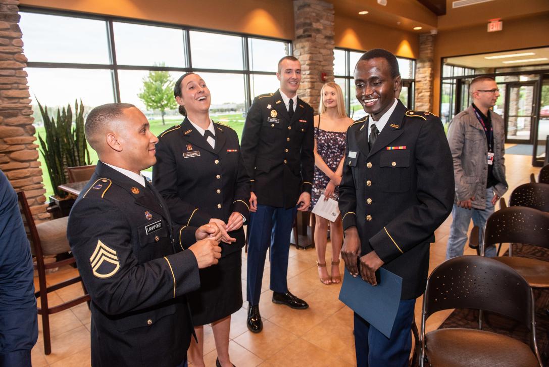 ROTC students in dress uniform.