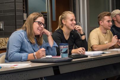 Students listen to a lecture.