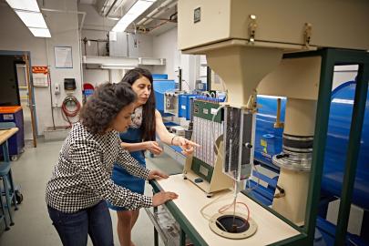 Student and professor in a lab