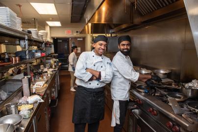 Students in kitchen