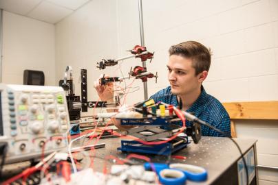 Student in lab