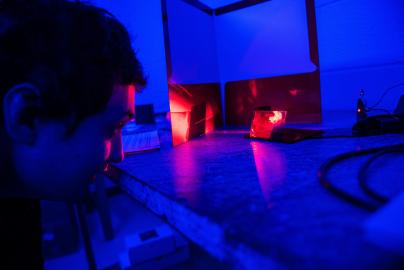 Student with laser