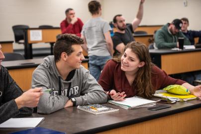 Students in a physics lab.