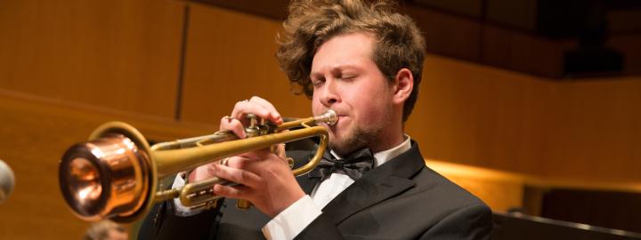 Student playing trumpet