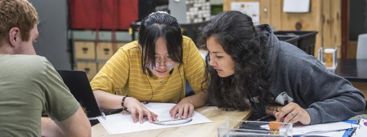 Physics students in a classroom