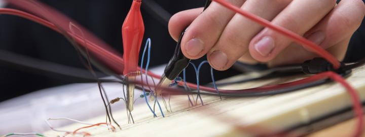 Close up photo of a circuit board.