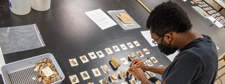 Student in an anthropology lab.