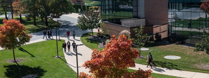 Students walking on campus