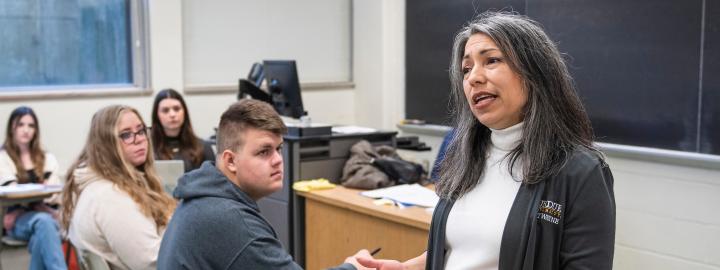 Professor Nunez teaches an education class.