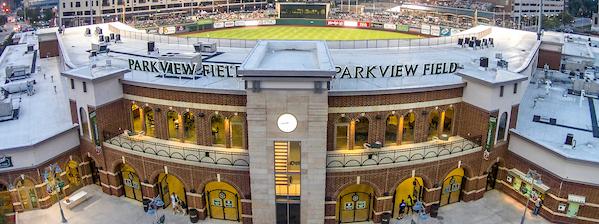 Aerial view of Parkview Field in downtown Fort Wayne