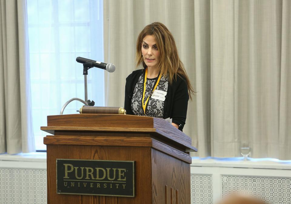 Farah Combs receives the Dreamer Award at Purdue University