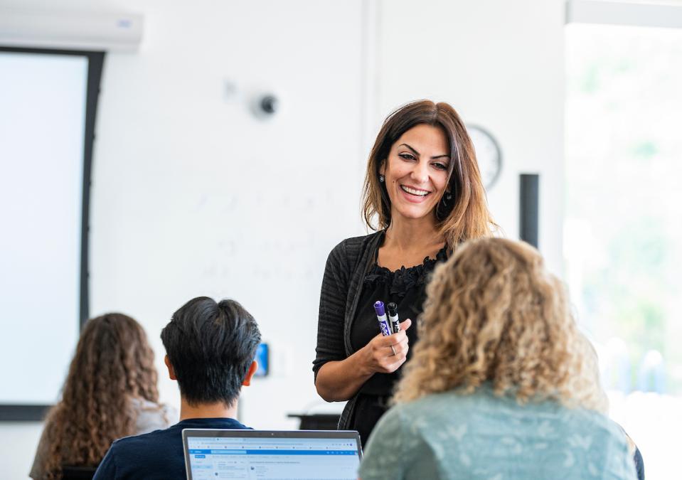 Farah Combs is teaching in a classroom