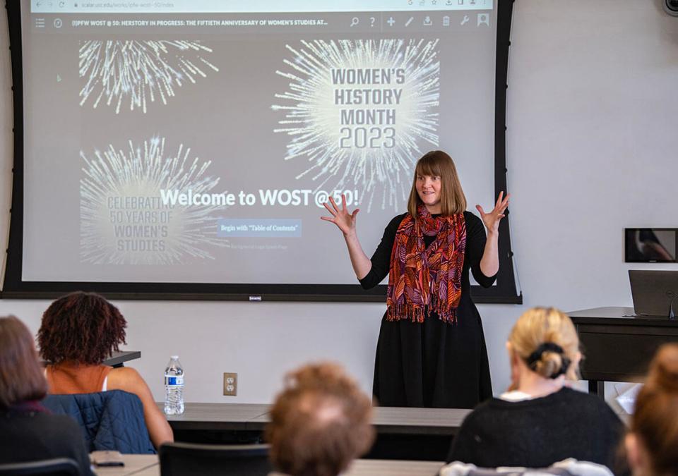 A digital exhibit documenting the women’s studies archives was held on March 1 in the Helmke Library IDEASpace.