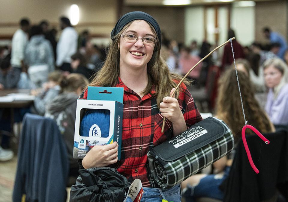 Lilly Stotlar with her Bingo prizes.