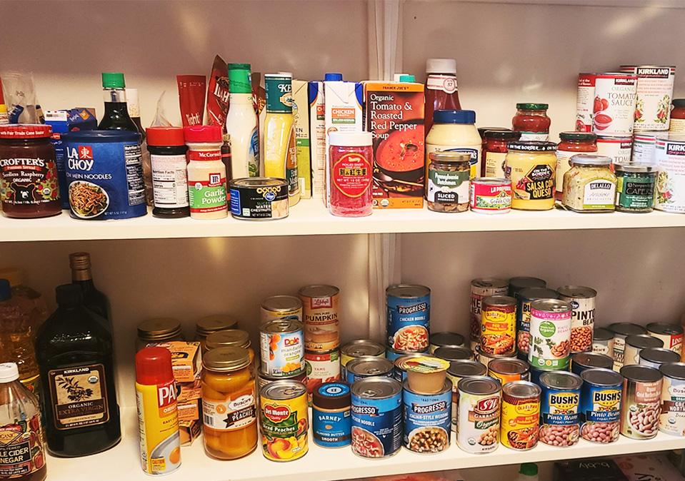 Canned goods in a pantry