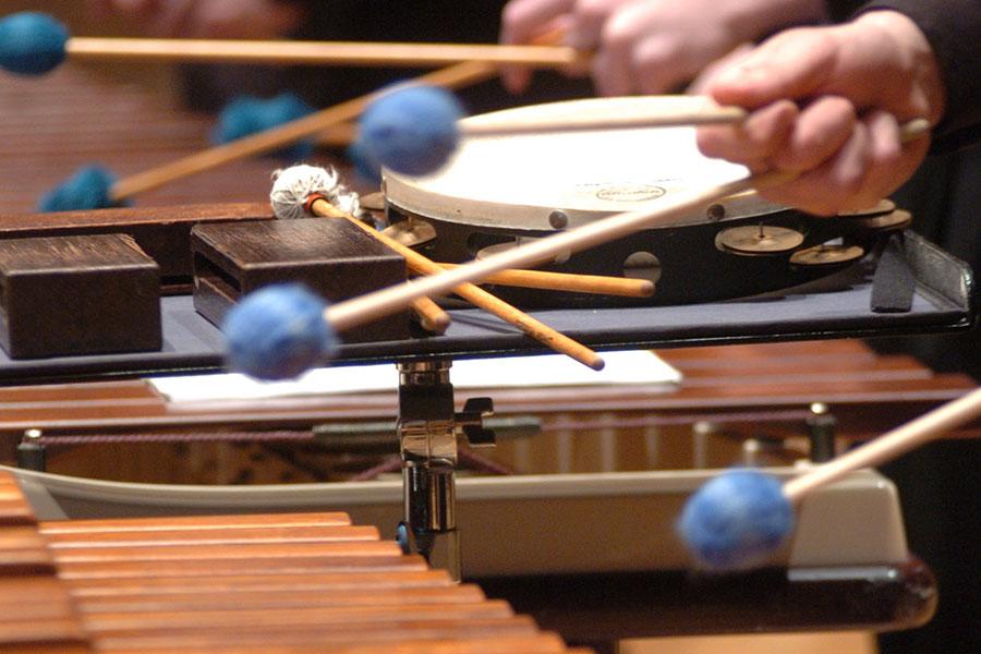 Close up photo playing the marimba