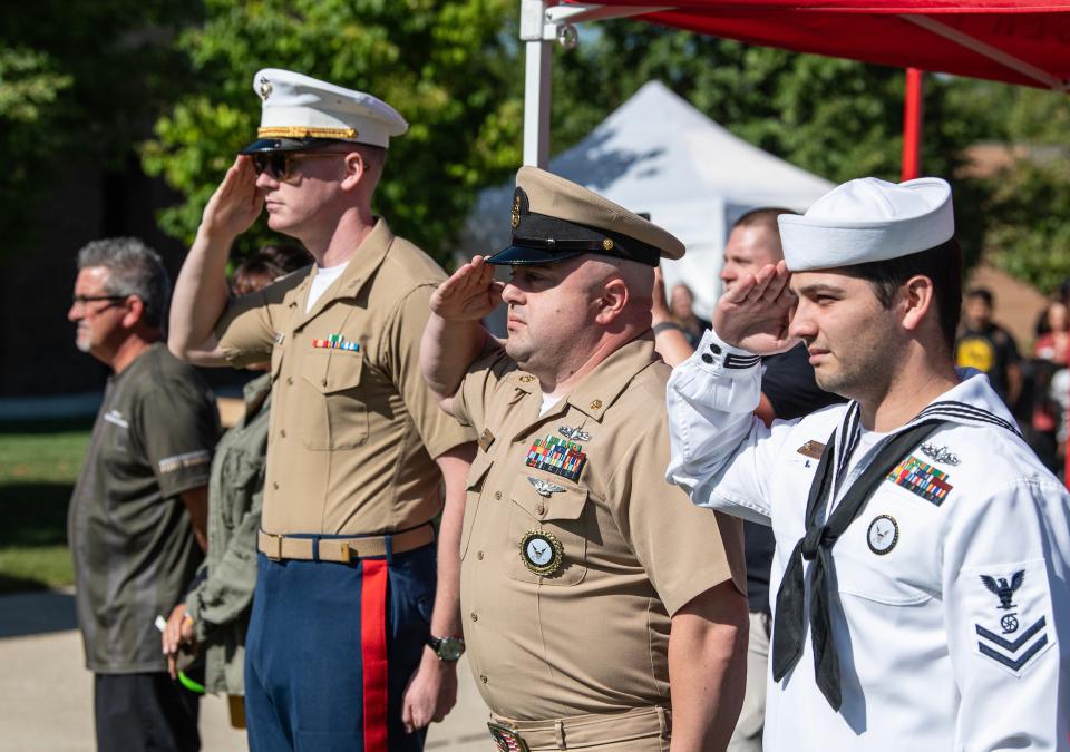 Students at military day