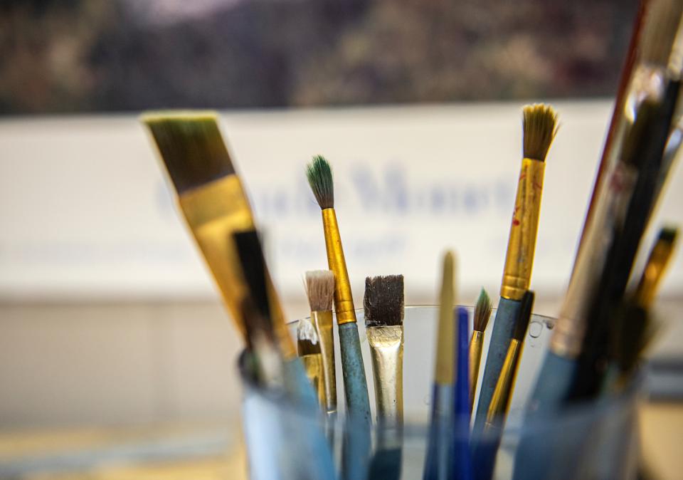 A collection of artist's paintbrushes