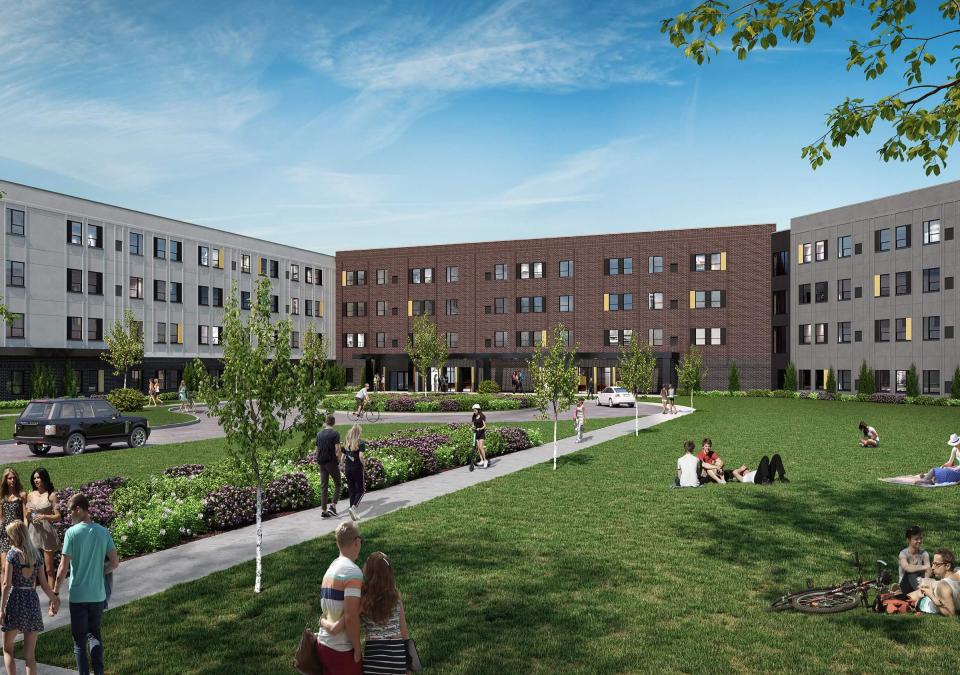 Student housing rendering, ground level