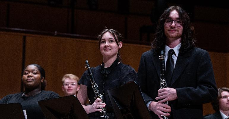 Students playing clarinet