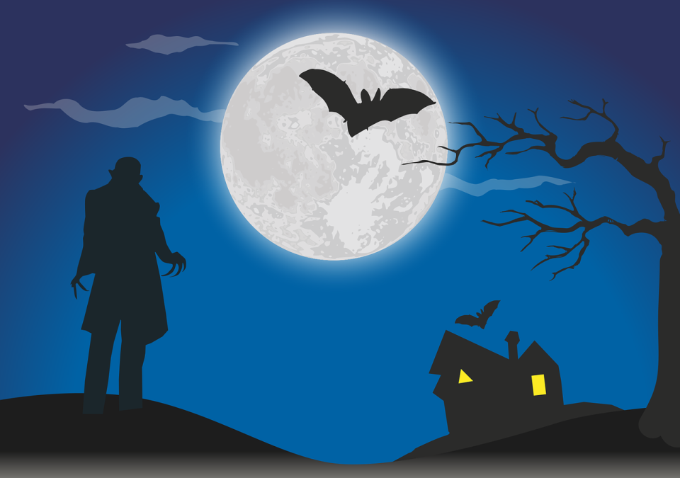 Dracula, a haunted house, and bats