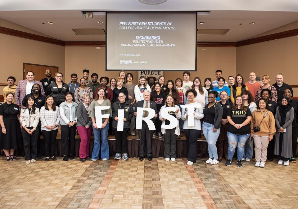 A group of first-generation students and staff